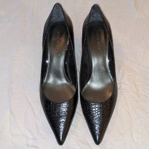 Nine West Black Kitten Heel Alligator Texture